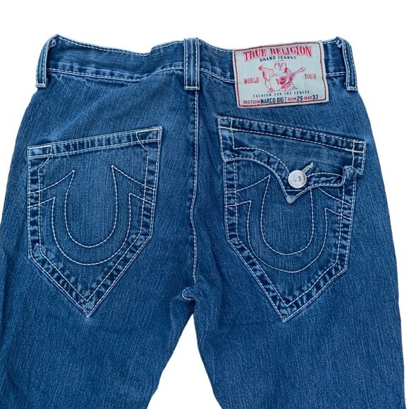 Vintage True Religion Jeans Size 29 MARCO BIG T UNIQUE Blue - Picture 7 of 9